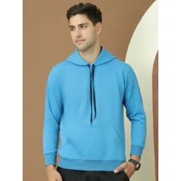 Vimal Jonney Blue Fleece Regular Fit Solid Hooded Sweatshirt-picture-21