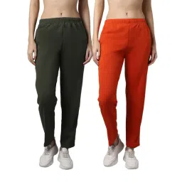 Vimal Jonney Green & Orange Regular Fit Mid Rise Track Pants - Pack of 2-picture-26