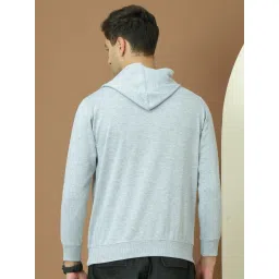 Vimal Jonney Grey Fleece Regular Fit Solid Hooded Sweatshirt image 2
