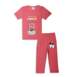 Vimal Jonney Kids Pink Printed T-Shirt Set-image-2