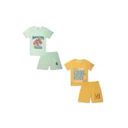 Vimal Jonney Kids Yellow & Mint Green Printed T-Shirt Set-picture-26