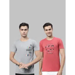 Vimal Jonney Light Grey & Pink Printed Lounge T-Shirt - Pack of 2-picture-23