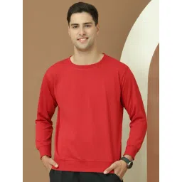 Vimal Jonney Maroon Fleece Regular Fit Solid Sweatshirt-picture-10
