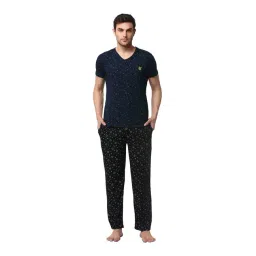 Vimal Jonney Navy & Black Printed T-Shirt & Trackpants-picture-47