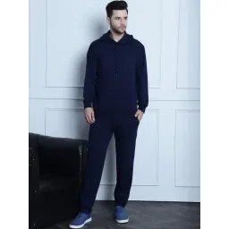 Vimal Jonney Navy Regular Fit Hooded Sweatshirt & Trackpants Set-picture-32