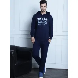 Vimal Jonney Navy Regular Fit Printed Hooded Sweatshirt & Trackpants Set-picture-38