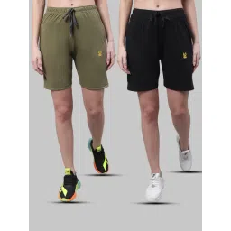Vimal Jonney Olive & Black Cotton Sports Shorts - Pack of 2-picture-14