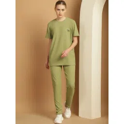 Vimal Jonney Olive Green T-Shirt & Track Pants Set-image-34
