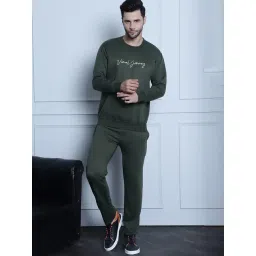 Vimal Jonney Olive Regular Fit Printed Sweatshirt & Trackpants Set-picture-43