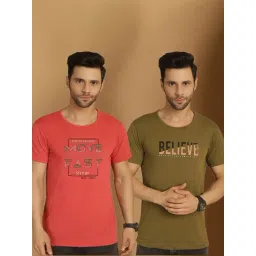 Vimal Jonney Orange & Green Regular Fit Printed T-Shirt-picture-38