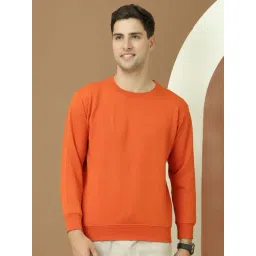 Vimal Jonney Orange Fleece Regular Fit Solid Sweatshirt-picture-16