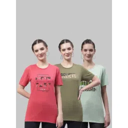 Vimal Jonney Pink & Green Cotton Printed Sports T-Shirt - Pack Of 3-image-14