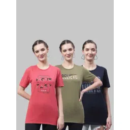 Vimal Jonney Pink & Green Cotton Printed Sports T-Shirt - Pack Of 3-image-40