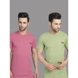 Vimal Jonney Pink & Green Regular Fit Sports T-Shirt-image-32