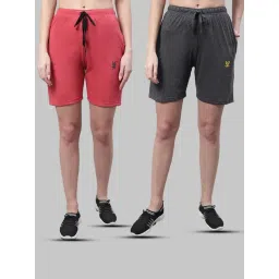 Vimal Jonney Pink & Grey Melange Cotton Sports Shorts - Pack of 2-picture-35