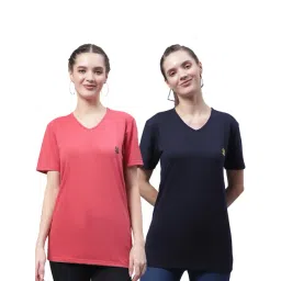 Vimal Jonney Pink & Navy Cotton Logo T-Shirt - Pack Of 2-image-43