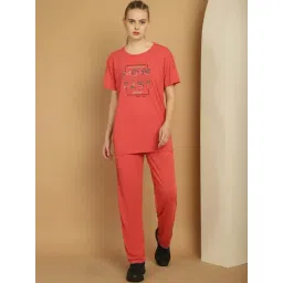 Vimal Jonney Pink Cotton Printed Sports T-Shirt Track Pant Set-image-24