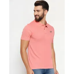 Vimal Jonney Pink Regular Fit Solid Polo T-Shirt-image-4