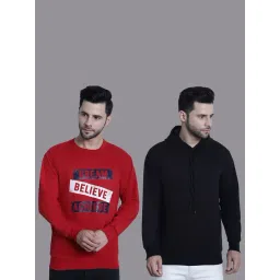 Vimal Jonney Red & Black Regular Fit Printed Sweatshirt - Pack of 2-picture-37