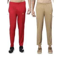 Vimal Jonney Red & Khaki Cotton Lounge Pants - Pack of 2-picture-31