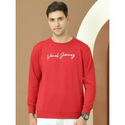 Vimal Jonney Red Fleece Regular Fit Printed Sweatshirt-picture-15