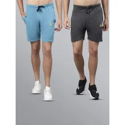 Vimal Jonney Sky Blue & Grey Regular Fit Lounge Shorts - Pack of 2-image-20