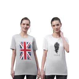 Vimal Jonney White & Grey Cotton Printed T-Shirt - Pack Of 2-picture-38