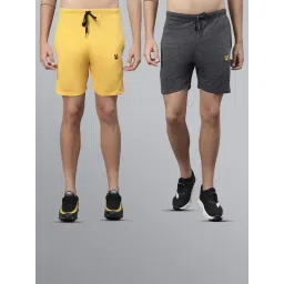 Vimal Jonney Yellow & Grey Regular Fit Lounge Shorts - Pack of 2-picture-43