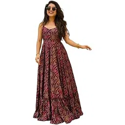 vimura Fashion Women Sleeveless Bandhani Dress Traditional Ethnic Wear in Soft Rayon Fabric, Flared Fit for Wedding & Casual Occasions-picture-25
