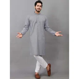 VINAYAK COTSYN KURTA PYJAMA Men Embroidered Thread Work Handloom Pathani Kurta-picture-41