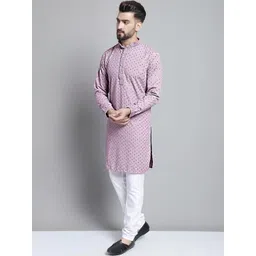 VINAYAK COTSYN KURTA PYJAMA Men Geometric Embroidered Mirror Work Handloom Pathani Kurta-picture-27