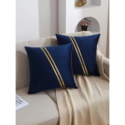 Vinayaka Fab Blue Set of 2 Velvet Square Cushion Covers-picture-28