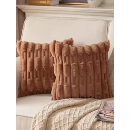 Vinayaka Fab Brown Set of 2 Square Cushion Covers-picture-35