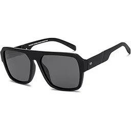 Polarized and 100% UV Protected | Branded and Stylish Sunglasses | Matte Black - Grey Square Full Rim Square | Season Essentials | For Men & Women | Large | VCS000559-image-12