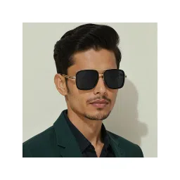 Vincent Chase Grey Black Full Rim Square Polarized Metal VC S000604 Sunglasses-image-1