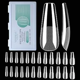 VINIMAY Professional Gel Nail Tips Long Coffin Shape, 552Pcs Pre-Shaped Soft Tips Clear Full Cover False Nails for Gel Nail Polish Soak Off Easy Extensions Acrylic Fake Nails-picture-12
