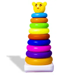 Vinmot 9 Pcs Educational Multicolored Stacking Teddy Plastic Rings Tower Set for Kids-picture-25