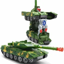 vinsh Deformation Combat Battle Army Tank Changeable Robot Toy with Light and Sound Toy | Bump & Go Crawling Army Tank Toys for Kids (Battery Included) - Multi Color-picture-17
