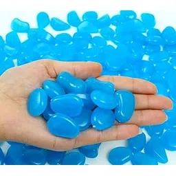 VINSU Glow in The Dark Rocks 100PCS Blue Luminous Pebbles Glow Stones Outdoor Decor, Glowing Rocks for Garden Pond Path Lawn Yard, Glow Rocks Powered by Light or Solar-picture-31