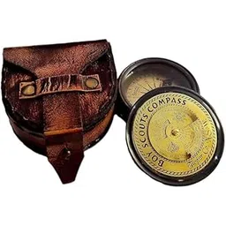 Vintage Boy Scouts Compass and Oath Set with Synthetic Leather Cover, 5.08 cm, Brass and Glass, Antique Navigation Tool-picture-24