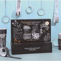 Vintage Collection Decorative Washi Tape Set, Floral Butterfly Design, Pink and Pastel Colors, 20 Pieces, for Scrapbooking and Crafts (Black & white)-image-25