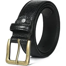 Vintage Genuine Leather Belt For Men, Premium Leather Belt For Casual And Formal Wear with Durable And Stylish Copper Buckle, Rich Brown Textured Pattern Design, By NZ Overseas-picture-44