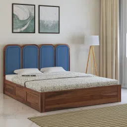Aaram Wooden King Size Bed With Box Storage in Provincial Teak Finish-image-14