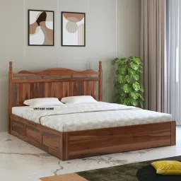 Lavento Sheesham Wood King Size Bed With Box Storage In Provincial Teak Finish-image-27