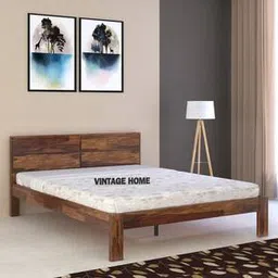 Simplicity Solid Wood Queen Size Non Storage Bed in Provincial Teak Finish-image-2