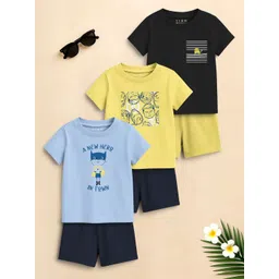 VION Boys Pack Of 3 Printed Round Neck T-Shirts With Shorts-picture-53