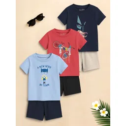 VION Boys Pack Of 3 Printed Round Neck T-Shirts With Shorts-picture-27