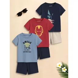 VION Boys Pack Of 3 Printed Short Sleeves T-shirts With Shorts-picture-30