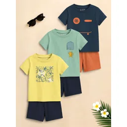 VION Boys Pack Of 3 Printed Short Sleeves T-shirts With Shorts-picture-38