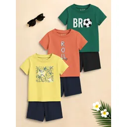 VION Boys Pack Of 3 Printed Short Sleeves T-shirts With Shorts-picture-42